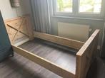 Steigerhouten eenpersoons bed, Lattenbodem, Zo goed als nieuw, 85 tot 100 cm, Ophalen