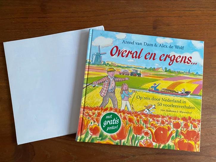 Arend van Dam - Overal en ergens met poster, zgan, Boeken, Kinderboeken | Jeugd | onder 10 jaar, Zo goed als nieuw, Non-fictie