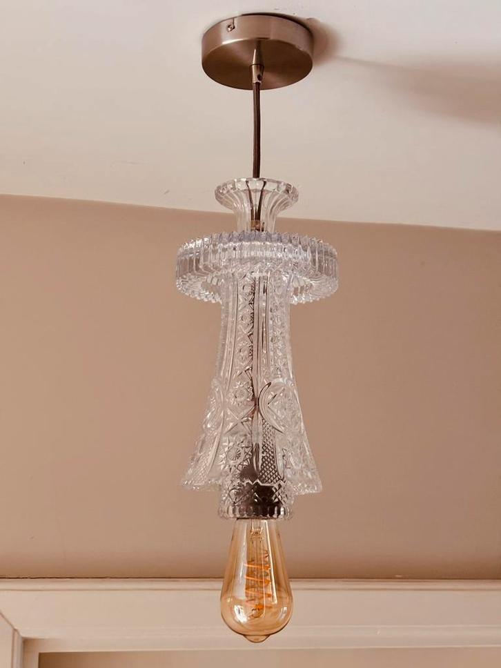 Unieke handgemaakte hanglamp van kristal glaswerk, Huis en Inrichting, Lampen | Hanglampen, Nieuw, 50 tot 75 cm, Glas, Ophalen