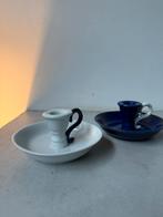 Set kandelaars &K Amsterdam – wit en blauw – Bijenkorf, Overige materialen, Wit, Ophalen of Verzenden, Zo goed als nieuw