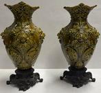 Antieke Art Nouveau barbotine majolica vazen, Ophalen of Verzenden