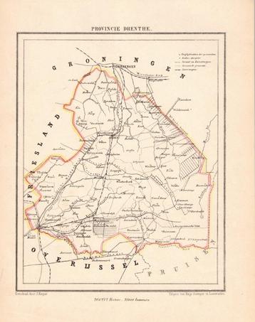Plattegrond van de provincie DRENTHE 1867 J. Kuyper. beschikbaar voor biedingen