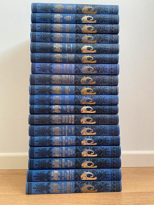 Jules Vernes blauwe bandjes (18x), Boeken, Avontuur en Actie, Gelezen, Ophalen of Verzenden