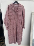 Closed lange jurk bruin/wit streepje mt s/m (valt oversized), Kleding | Dames, Bruin, Maat 42/44 (L), Ophalen of Verzenden, Zo goed als nieuw