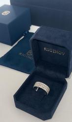 14k witgoude ring met VVS F diamanten 3 rijen allround, 19 tot 20, Wit, Nieuw, Ophalen of Verzenden