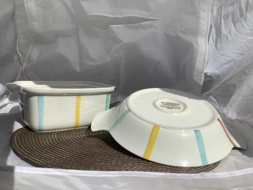 De Sfinx Parafeu schaal en pasteivorm pastelstrepen, Antiek en Kunst, Antiek | Servies los, Ophalen of Verzenden