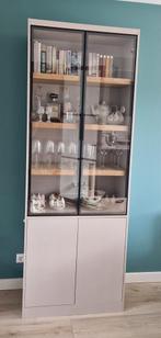 Vitrinekast Virgil - Zand - Zo goed als nieuw!, Huis en Inrichting, Kasten | Vitrinekasten, Ophalen, Met deur(en), 200 cm of meer