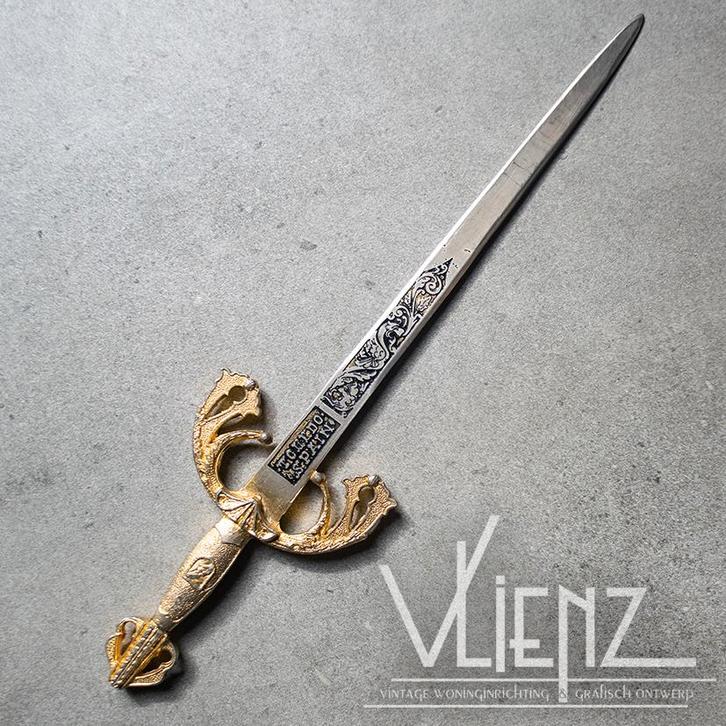 Vintage, retro Toledo Spain zwaard, briefopener Spanje, Antiek en Kunst, Curiosa en Brocante, Ophalen of Verzenden
