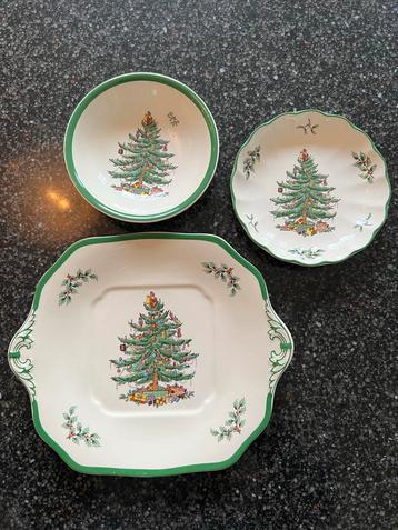 Spode Christmas Tree Cakeschaal, Bakje & Schaaltje beschikbaar voor biedingen