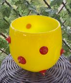 XL Vintage Pols Potten bloempot / vaas geel rood, Overige materialen, Rond, Binnen, Ophalen of Verzenden