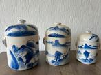 Set van 3 antieke Japanse voorraadpotten., Ophalen of Verzenden