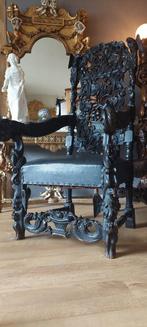 Rijk uitgesneden unieke troon stoel, Antiek en Kunst, Antiek | Meubels | Stoelen en Banken, Ophalen of Verzenden