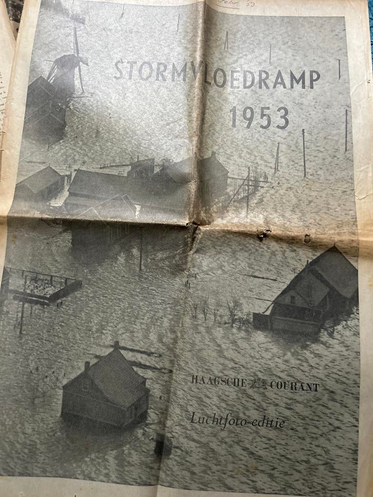 Krant - Watersnoodramp 1953 - Haagsche Courant, Verzamelen, Tijdschriften, Kranten en Knipsels, Krant, Nederland, 1940 tot 1960