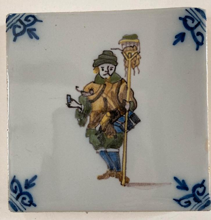 Tegel Harlingen Drinkende Man en Rattenvanger Makkum PPSTK!, Antiek en Kunst, Curiosa en Brocante, Verzenden