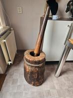 Vintage grote houten vijzel met stamper, decoratie, Ophalen
