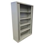 Tweedehands Roldeurkast Lichtgrijs Zilvergrijs 195 x 120 x 4, Huis en Inrichting, Kasten | Roldeurkasten en Archiefkasten, Gebruikt