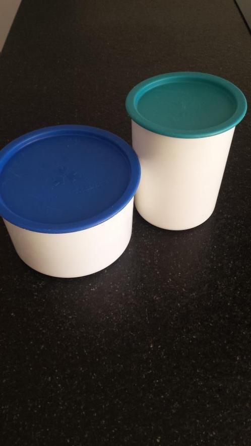 Tupperware set van 2, Huis en Inrichting, Keuken | Tupperware, Gebruikt, Blauw, Wit, Ophalen of Verzenden