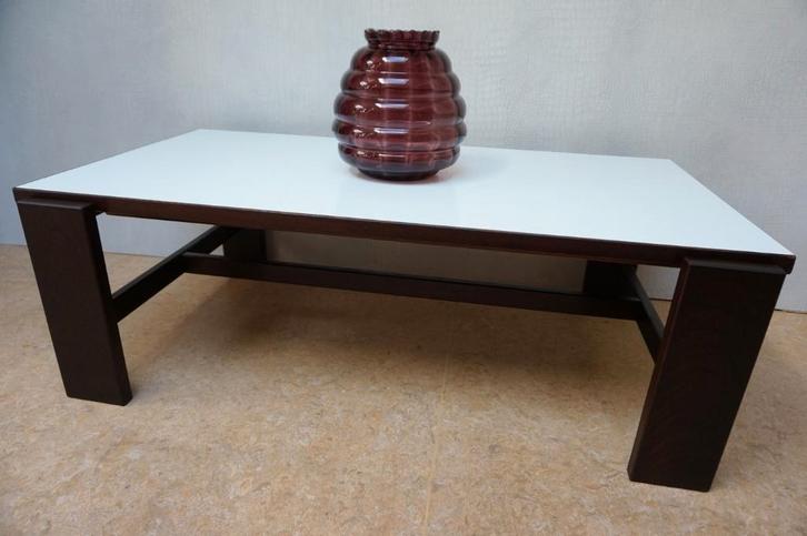 Wenge en wit formica salontafel met omkeerbaar blad, 1960s, Huis en Inrichting, Tafels | Salontafels, Gebruikt, Minder dan 50 cm