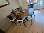 Teakhouten Eettafel met 4 Stoelen, Ophalen, 100 tot 150 cm, Metaal, 150 tot 200 cm