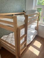 Stevig Houten Stapelbed - Compleet met Matrassen, Ophalen, 85 tot 100 cm, Zo goed als nieuw, Hoogslaper of Stapelbed