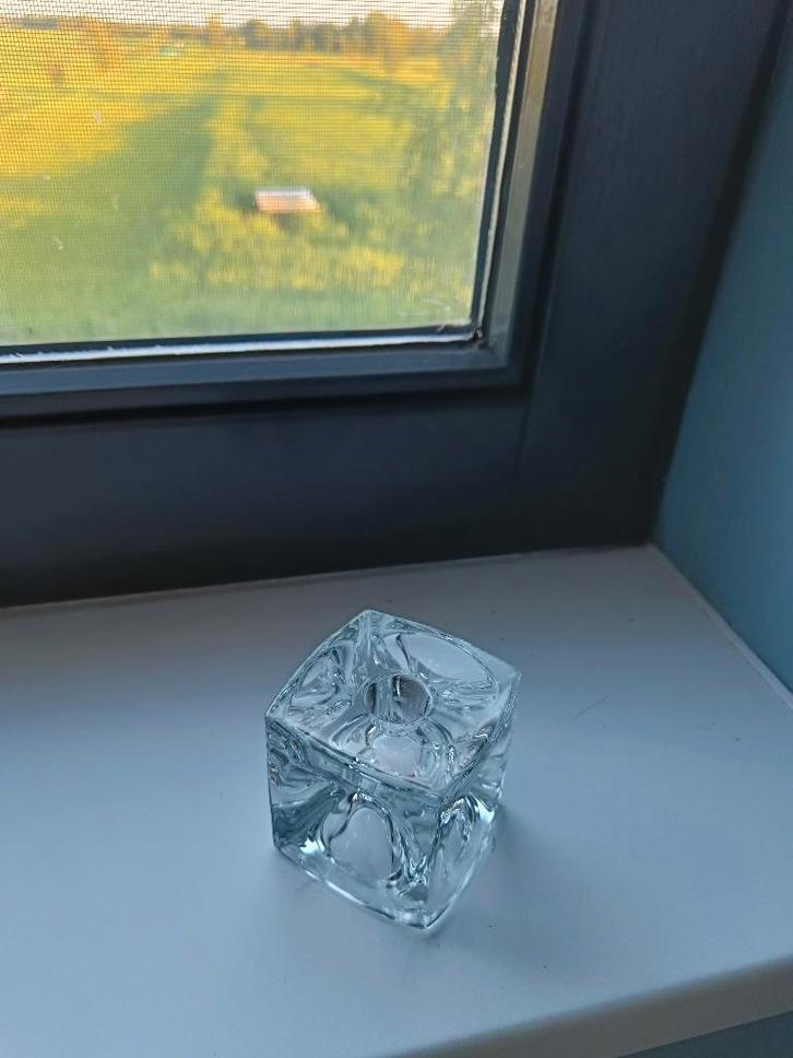 sklo union glazen kandelaar groot, Huis en Inrichting, Woonaccessoires | Kandelaars en Kaarsen, Zo goed als nieuw, Kandelaar, Minder dan 25 cm