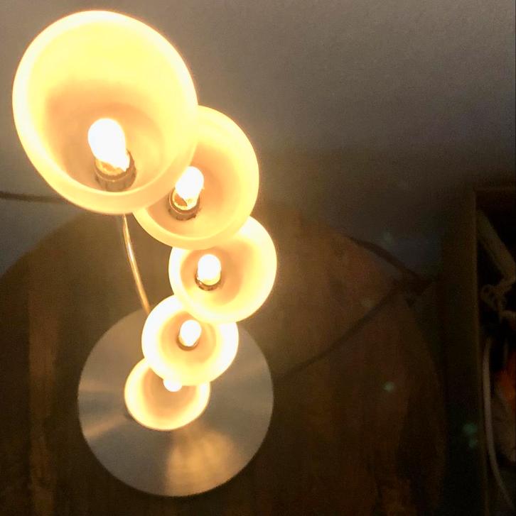 Vloerlamp en tafellamp SET 2x RVS Jan des Bouvrie met dimmer, Huis en Inrichting, Lampen | Wandlampen, Zo goed als nieuw, Ophalen