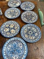 Vintage handbeschilderde Marokkaans aardewerk borden, 7st., Huis en Inrichting, Keuken | Servies, Gebruikt, Ophalen of Verzenden