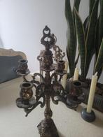 Antieke bronzen kandelaar met dover, Antiek en Kunst, Antiek | Kandelaars, Ophalen of Verzenden, Koper of Brons