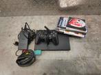 PlayStation 2/ PS2 met controller + 4 games + memory card, Ophalen of Verzenden, Zo goed als nieuw, Zwart, Met 1 controller