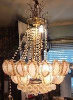 Twee lampen  glas en stof, Ophalen, Gebruikt, Glas, Minder dan 50 cm