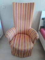 Gestreeepte fauteuil, Huis en Inrichting, Fauteuils, Ophalen, Gebruikt, Stof, 50 tot 75 cm