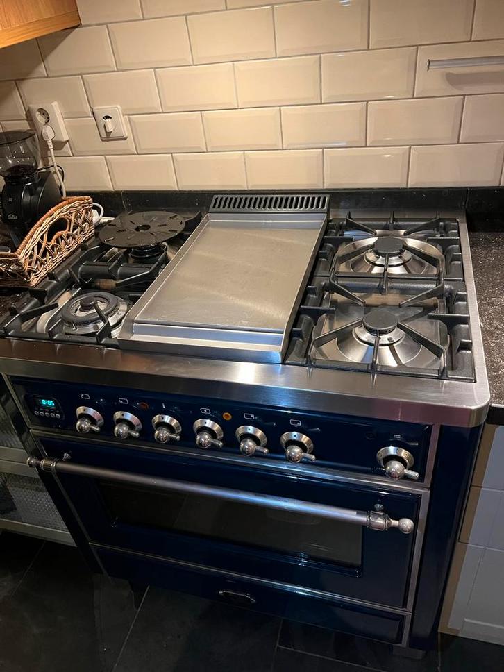 BORETTI Majestic ILVE Fornuis 91cm met Frytop - Zo Goed Als, Witgoed en Apparatuur, Fornuizen, Zo goed als nieuw, Vrijstaand, Gas