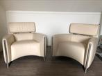LEOLUX Goncharov lederen fauteuils/stoelen (+evt hocker), Huis en Inrichting, Fauteuils, Minder dan 75 cm, Leer, Ophalen of Verzenden