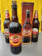 Jubileum flessen Amstelbier 75 cl. Waarvan een in bewaarblik, Ophalen of Verzenden, Zo goed als nieuw, Amstel
