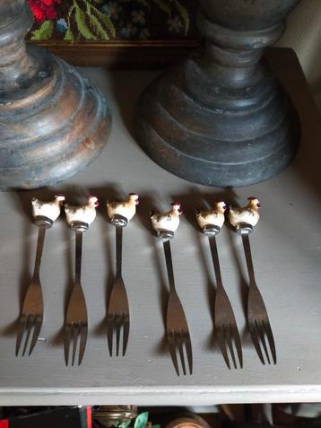 Set brocante gebaksvorkjes vorkjes kip  beschikbaar voor biedingen