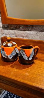 Keramiek setje suiker en melk, potje en kannetje, fat lava, Ophalen of Verzenden