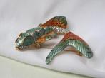 Broche koi karper vis groen oranje emaille, Met kristal, Overige materialen, Verzenden, Zo goed als nieuw