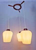 Vintage hanglamp - Scandinavisch teak en glas - Jaren 60, Huis en Inrichting, Lampen | Hanglampen, -, -, Ophalen of Verzenden