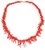 Schitterende Antiek 14-KT Goud Bloedkoraal Ketting 50 CM, Sieraden, Tassen en Uiterlijk, Antieke sieraden, Verzenden, Goud, Ketting