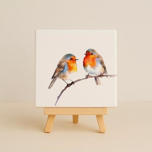 Wandtegeltje roodborstjes, Dieren en Toebehoren, Vogels | Overige Vogels, Tropenvogel, Meerdere dieren