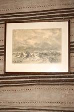 antieke tekening van een Hollands landschap Pie Schmidt, Antiek en Kunst, Ophalen of Verzenden