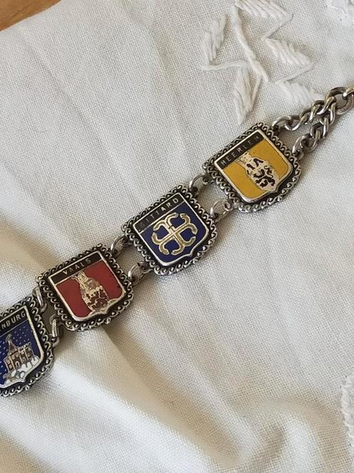 Limburgse Steden Armband - Verzilverd Emaille, Sieraden, Tassen en Uiterlijk, Armbanden, Gebruikt, Zilver, Met bedels of kralen