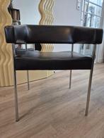 Vierkante zwarte vintage design fauteuil, Huis en Inrichting, Gebruikt, 75 tot 100 cm, Ophalen of Verzenden, Metaal