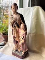Kleine Jezus met de heilige Jozef . Oud beeld . 34 cm hoog, Ophalen of Verzenden