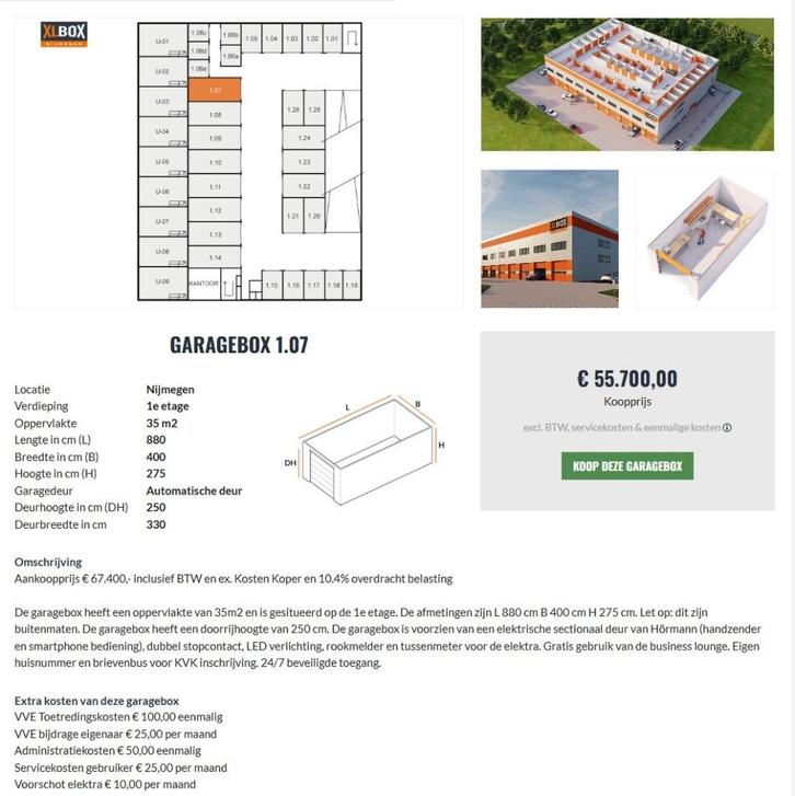 Garagebox Nijmegen Oosterhout 35m2, Auto diversen, Autostallingen en Garages