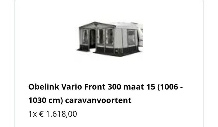 Obelink Vario Front 300 Caravanvoortent en luifel, Caravans en Kamperen, Caravan accessoires, Nieuw, Ophalen of Verzenden