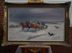 Schilderij wolven aanval van A Scheloumoff., Antiek en Kunst, Kunst | Schilderijen | Klassiek, Ophalen