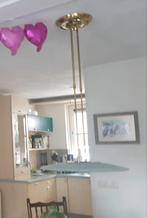 Hanglamp van messing en glas, 100W dimbaar, Huis en Inrichting, Lampen | Hanglampen, Ophalen of Verzenden, Gebruikt, 75 cm of meer