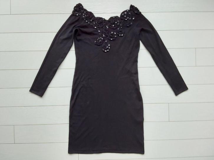 Léo Guy zwarte jurk maat L/ XL feestjurk kerst pailletten, Kleding | Dames, Jurken, Zo goed als nieuw, Maat 42/44 (L), Zwart, Boven de knie