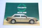 Folder Triumph Acclaim (1981) (3), Ophalen of Verzenden, Nieuw, Overige merken